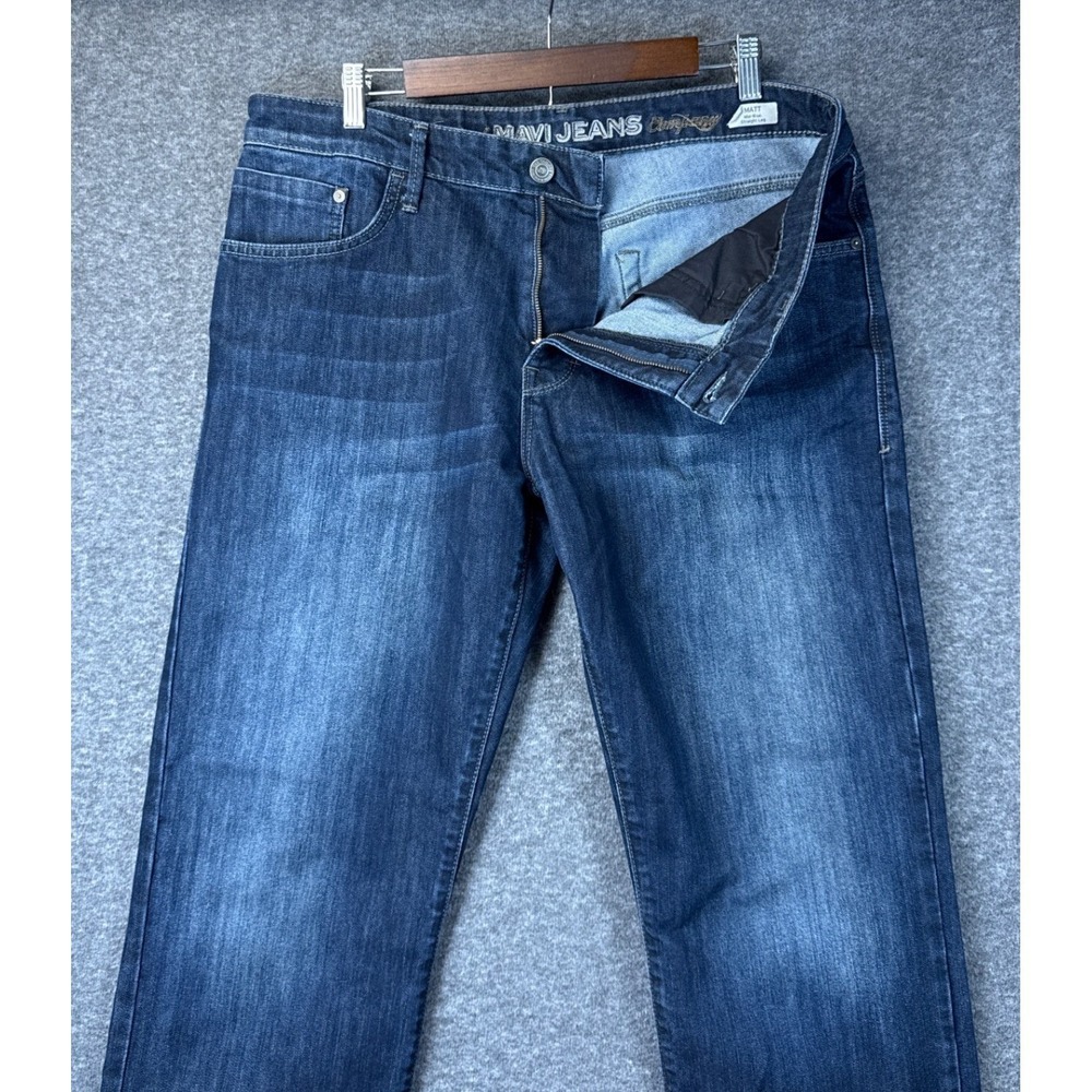 Mavi Matt Straight Leg Jeans Mens 36 Dark Wash Blue Mid-Rise Stretch Cowboy‎ EUC